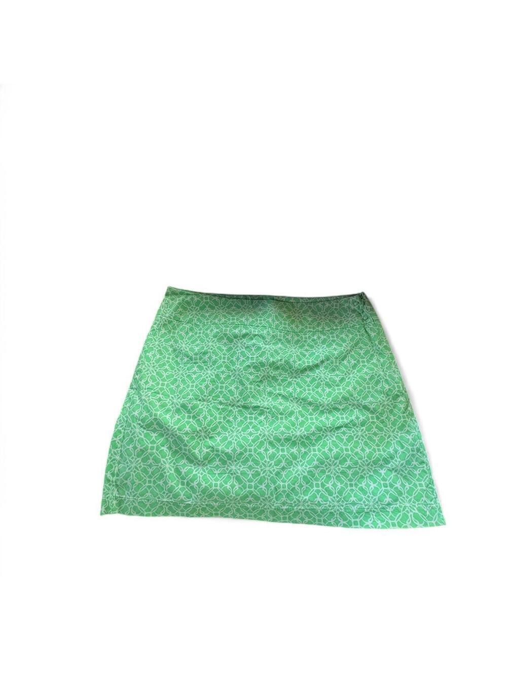 IZOD Green and White Geometric Patterned Mini Skort Size 14